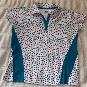 Slazenger Women's Short Sleeve Polka Dot Golf Top size large NWOT